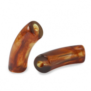 Abalorios acr&iacute;licos tubo Topacio marr&oacute;n