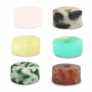 Piedras naturales mix disco 4x2mm Verde rojo multicolor