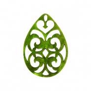 Colgantes de resina gota barok 38x27mm Verde guacamole