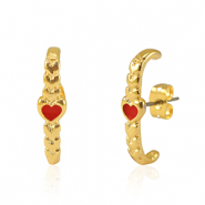 Fornituras met&aacute;licas DQ pendiente coraz&oacute;n Dorado-rojo (sin n&iacute;quel)