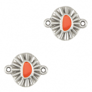 Colgantes metálicos DQ entrepieza Plata vieja-rojo coral (sin níquel)