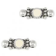 Colgantes metálicos DQ entrepieza Plata vieja-blanco marfil (sin níquel)