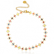 Pulseras tobillera Acero Inox eslab&oacute;n esmalte Dorado-multicolor