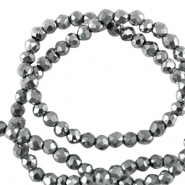 Abalorios faceteados redondos 2mm Plateado-revestimiento pearl shine
