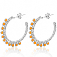 Pendientes Acero Inox criolla 30mm Plateado-naranja