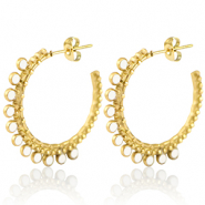 Pendientes Acero Inox criolla 30mm Dorado-blanco