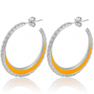 Pendientes Acero Inox criolla 30mm Plateado-naranja