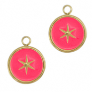 Colgantes Acero Inox estrella Dorado-rosa ne&oacute;n