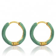 Pendientes Acero Inox criolla esmalte 17mm Verde Persa-dorado