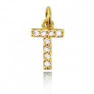 Metal TQ lat&oacute;n colgantes letra T Dorado