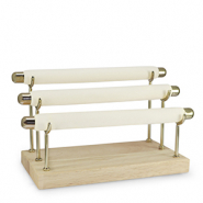 Expositor de joyer&iacute;a para anillos 3 niveles Natural-dorado