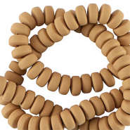 Abalorios de pol&iacute;meros rondeles 7mm Marr&oacute;n