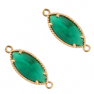 Entrepieza de cristal ovalado Verde-dorado