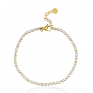 Pulseras Acero Inox Dorado-cristal