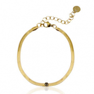 Pulseras Acero Inox de serpiente cristal Dorado-negro