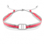 Pulseras Trendy Cinta con entrepieza Acero Inox Rosa oscuro-plateado