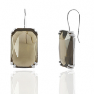 Pendientes de Cristal rect&aacute;ngulo Marr&oacute;n-plateado