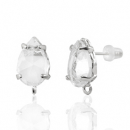 Pendientes de Cristal con anilla gota Cristal-plateado