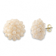 Pendientes faceteados con anilla Rosa nude