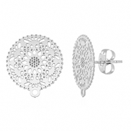 Fornituras Acero Inox pendientes 15mm con anilla Plateado