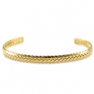 Pulseras Acero Inox bangle hoja Dorado