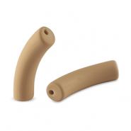 Abalorios acr&iacute;licos tubo mate Marr&oacute;n camel