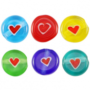 Abalorios Millefiori disco corazón 8mm Multicolor