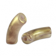 Abalorios acr&iacute;licos tubo brillante Taupe dorado