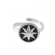 Anillos Acero Inox estrella Plateado-negro
