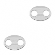 Colgantes metálicos DQ entrepieza óvalo Plata vieja (sin níquel)