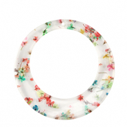 Colgantes de resina con flores secas 39mm Dorado-multicolor