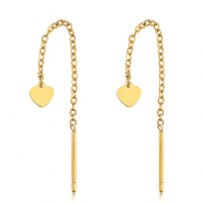 Pendientes Acero Inox corazon Dorado