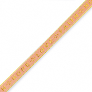 Cinta con texto "love faith hope" Rojo coral-oro
