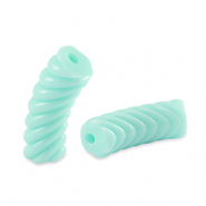 Abalorios acr&iacute;licos tubo espiral Azul turqueza delicado