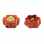 Abalorios Tile flor Rojo coral-dorado