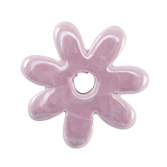 Abalorios de cer&aacute;mica griega DQ flor P&uacute;rpura lavanda