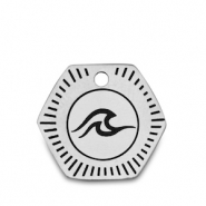 Colgantes Acero Inox ola Plateado