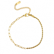 Pulseras Acero Inox retorcido & recto Dorado