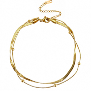 Pulseras tobillera Acero Inox doble capa Dorado