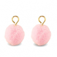 colgantes pomp&oacute;n con anilla 10mm Dorado-rosa claro