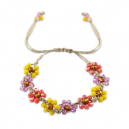 Pulsera con abalorios faceteados flor Multicolor-marr&oacute;n topacio