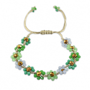Pulsera tobillera con abalorios faceteados flor Verde multicolor-marr&oacute;n topacio