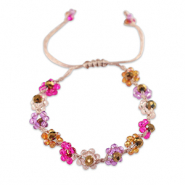 Pulsera tobillera con abalorios faceteados flor Multicolor-marr&oacute;n topacio