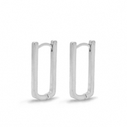 Fornituras metálicas DQ pendientes criollas óvalo Plateado (sin níquel)