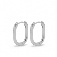 Fornituras metálicas DQ pendientes criollas óvalo Plateado (sin níquel)