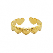 Anillos Acero Inox corazón Dorado