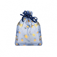 Bolso de organza 7x9cm estrella Azul marino-dorado