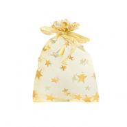 Bolso de organza 7x9cm estrella Amarillo dorado-dorado