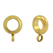 Abalorios Acero Inox disco con anilla Dorado