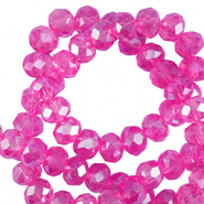 Abalorios faceteados disco 6x4mm Fucsia-revestimiento pearl shine